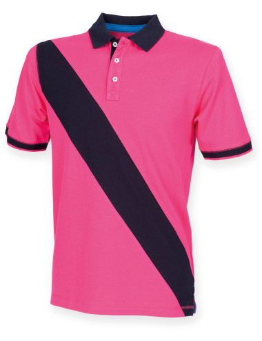 Front row FR212 - House Polo Con Banda Diagonale  Colori:Bright Pink/ Navy